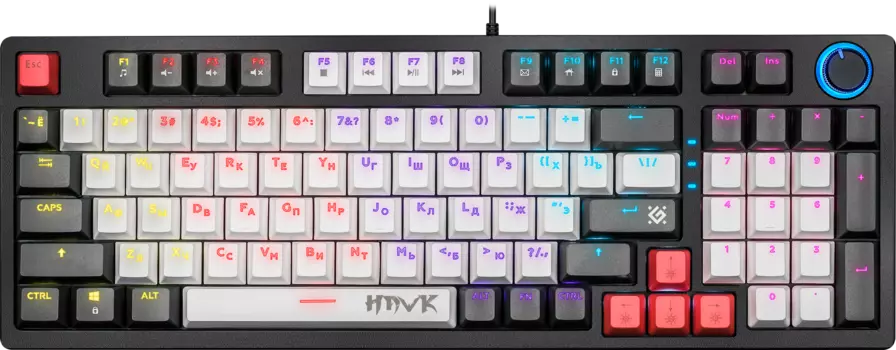 Клавиатура проводная Defender Hawk GK-418, механическая, Outemu Red, подсветка, USB, черный (45418)