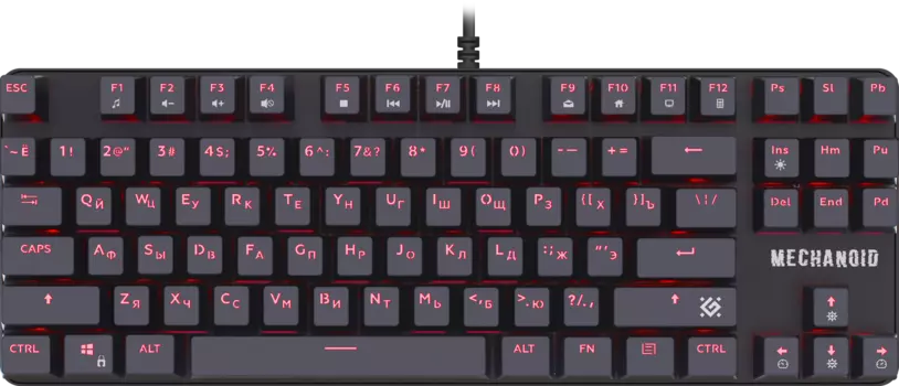 Клавиатура проводная Defender Mechanoid GK-581, механическая, Brown Switch, подсветка, USB, черный (45581)
