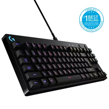 Клавиатура проводная Logitech G Pro, механическая, GX Blue, подсветка, USB, черный (920-009393)