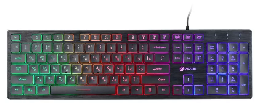 Клавиатура проводная Oklick 550ML, мембранная, подсветка, USB, черный