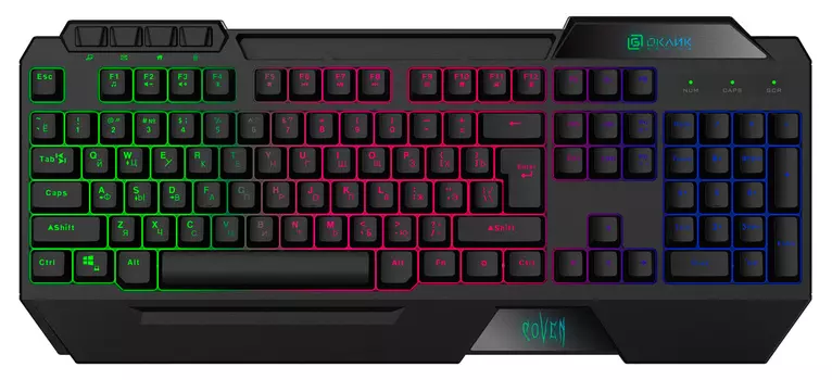 Клавиатура проводная Oklick 719G COVEN, мембранная, подсветка, USB, черный (SW-MK103)
