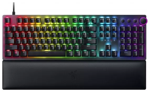 Клавиатура проводная Razer Huntsman V2, оптико-механическая, Razer Clicky Optical Switch (Purple), подсветка, USB, черный (RZ03-03931300-R3R1)