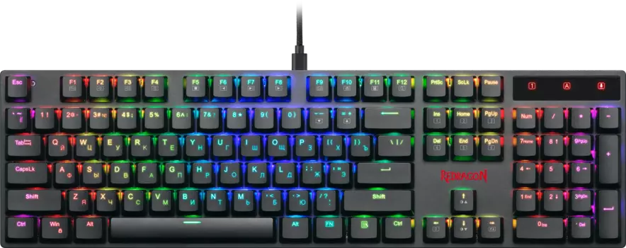 Клавиатура проводная Redragon Apas RGB, механическая, OUTEMU+RED, подсветка, USB Type-C, черный (78118)
