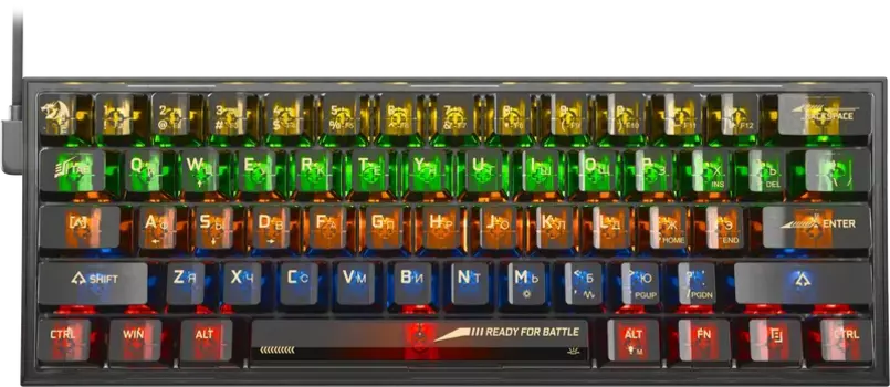 Клавиатура проводная Redragon Fizz, механическая, Redragon+ICE, подсветка, USB, черный/прозрачный (71737)