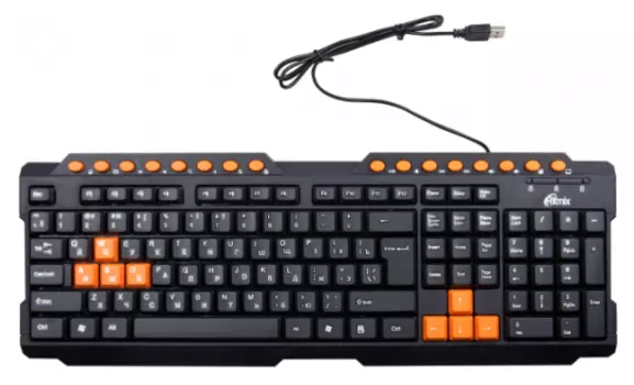 Клавиатура проводная Ritmix RKB-151, мембранная, USB, черный