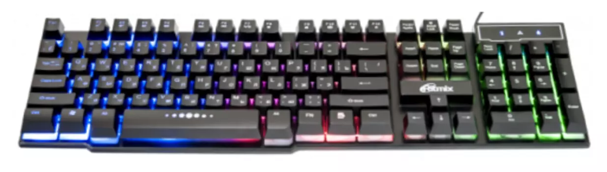 Клавиатура проводная Ritmix RKB-200BL, мембранная, подсветка, USB, черный (15119509)