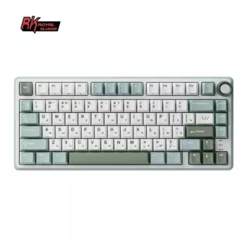 Клавиатура проводная Royal Kludge R75, механическая, RK Silver, подсветка, USB Type-C, белый/зеленый (6977576550595)