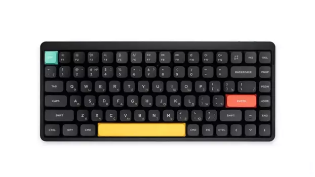 Клавиатура проводное/беспроводное Nuphy AIR75 V2, механическая, Gateron 2.0 Cowberry Switch LP, подсветка, Bluetooth/Радиоканал/USB, черный (AIR75v2-BB-24)