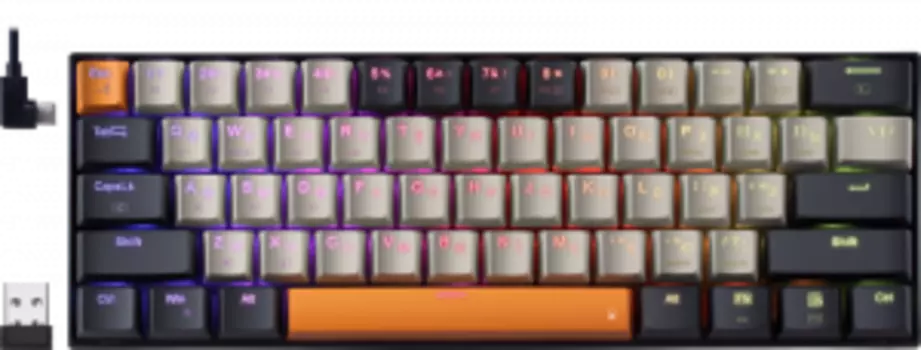 Клавиатура проводная/беспроводная Redragon Caraxes Pro, механическая, OUTEMU+BROWN, подсветка, Bluetooth/Радиоканал/USB, черный (71554)