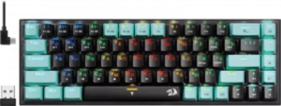 Клавиатура проводная/беспроводная Redragon Castor Pro, механическая, Redragon + yellow, подсветка, Bluetooth/Радиоканал/USB, черный (71533)