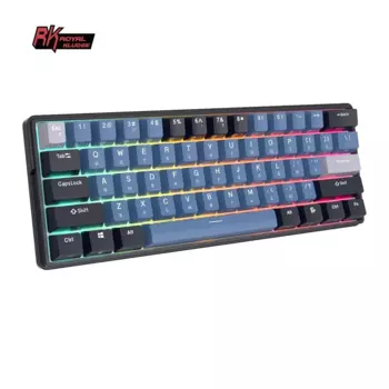 Клавиатура проводное/беспроводное Royal Kludge RK61Plus, механическая, RK Blue, подсветка, Bluetooth/Радиоканал/USB, черный/синий (6935280818240)
