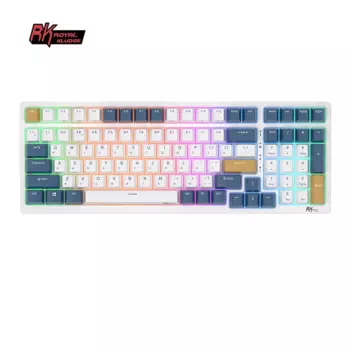 Клавиатура проводное/беспроводное Royal Kludge RK98, механическая, RK Brown , подсветка, Bluetooth/Радиоканал/USB, белый/синий (6935280819001)