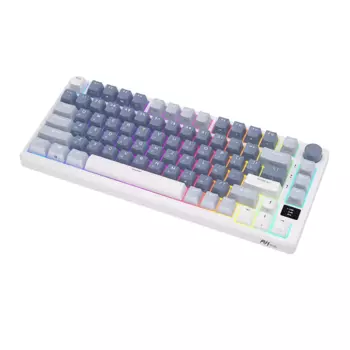 Клавиатура проводная/беспроводная Royal Kludge RKM75, механическая, RK Silver, подсветка, Bluetooth/Радиоканал/USB, белый/синий (6935280824074)