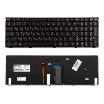 Клавиатура TopON для Lenovo Y500, Y500N Series, плоский Enter, черная с рамкой, с подсветкой, PN: T4B9-US, 25205474, PK130RR3A00 (KB-102534)