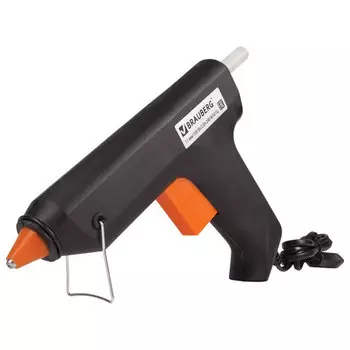 Клеевой пистолет 100 Вт, стержня 1.1 см, стержней в комплекте: 2 шт., от сети, 15 г/мин, BRAUBERG (670325)