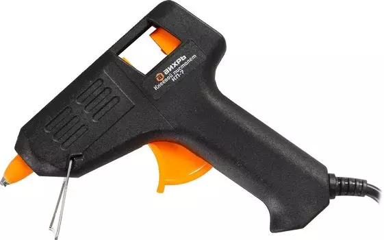 Клеевой пистолет 20 Вт, стержня 7 мм, стержней в комплекте: 2 шт., от сети, 5 г/мин, Вихрь КП-7, черный (73/5/6/1)