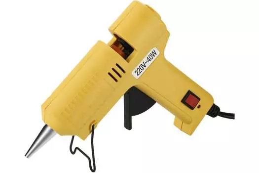 Клеевой пистолет 40 Вт, стержня 7 мм, стержней в комплекте: 10 шт., от сети, 5 г/мин, Deco DKGG40 SET4, желтый (063-4969)