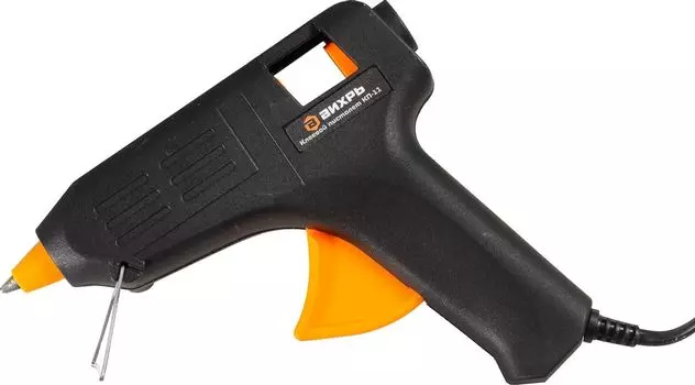 Клеевой пистолет 80 Вт, стержня 11 мм, стержней в комплекте: 2 шт., от сети, 16 г/мин, Вихрь КП-11, черный (73/5/6/2)