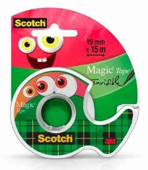 Клейкая лента канцелярская 19мм x 15м односторонняя, мини-диспенсер, невидимый, 1шт., 3M Scotch 8-1915D (7100154203)