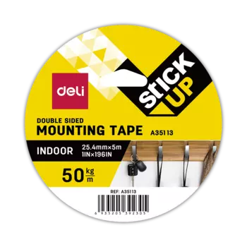 Клейкая лента монтажная 25.4мм x 5м двусторонняя, белый, Deli (EA35113)