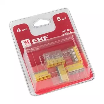Клемма EKF СМК 2273-244 4x0,5...2,5 мм, 5шт., с пастой, желтый (plc-smk-2273-244b)