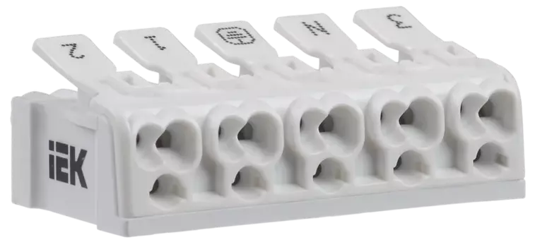 Клемма IEK КСП5-3L+N+PE 5x0,5...2,5 мм, серый (UKZ-B06-5P-F0-E0-10)