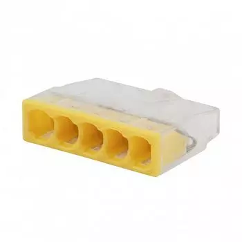 Клемма монтажная Rexant СМК 2273-205 5x0,5 - 2,5 мм, 5 шт., желтый/прозрачный (07-3214-5)