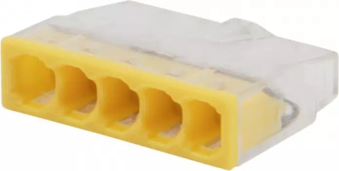 Клемма монтажная Rexant СМК 2273-205 5x0,5 - 2,5 мм, 100 шт., желтый/прозрачный (07-3214)