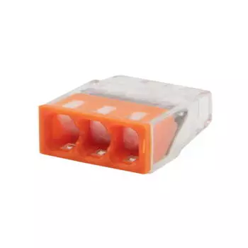 Клемма монтажная Rexant СМК 2273-243 3x0,5 - 2,5 мм, 100 шт., с пастой, оранжевая/прозрачная (07-3217)