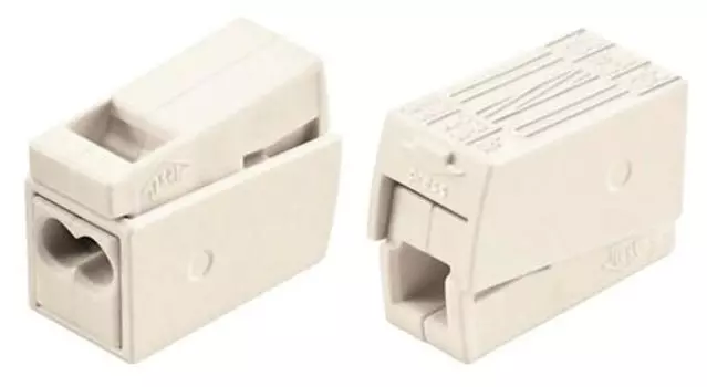 Клемма WAGO 2x2.5мм, 5шт., для одножильного кабеля, белый, для светильников (224-112-5)