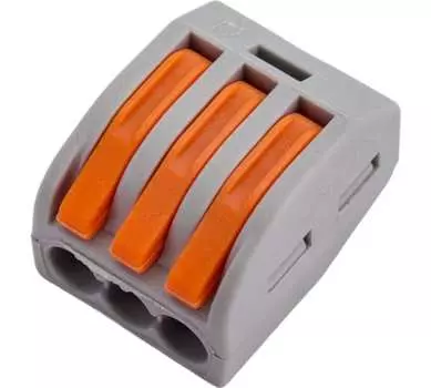 Клемма WAGO 3x2.5(4)мм, 10 шт., с рычагами, серый/оранжевый (222-413)