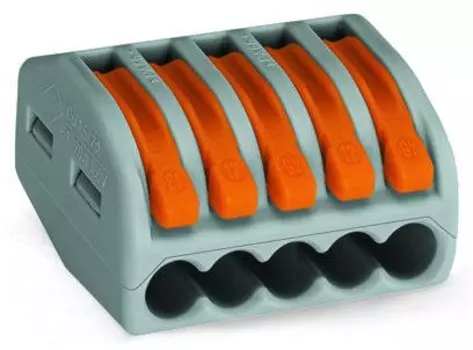 Клемма WAGO 5x2.5(4)мм, с рычагами (222-415), 1 шт