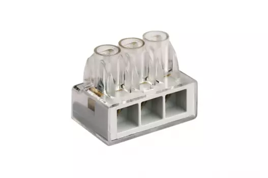 Клеммная колодка DKC 3x4.5мм, для одножильного кабеля, серая/прозрачная (B63)