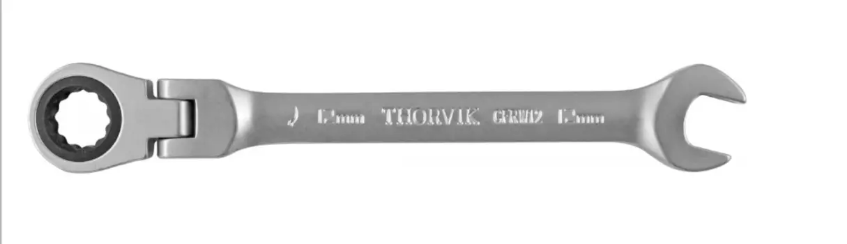 Ключ гаечный комбинированный 12 мм, CrV, трещотка, шарнирная головка, Thorvik CFRW12 (53479)