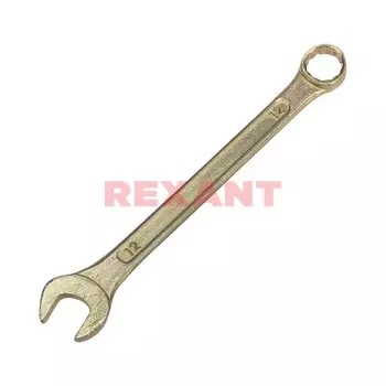 Ключ гаечный комбинированный 12x12 мм, углеродистая сталь, REXANT ZINC (12-5807-2)