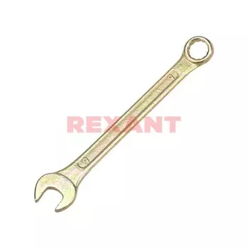 Ключ гаечный комбинированный 9x9 мм, углеродистая сталь, REXANT ZINC (12-5804-2)