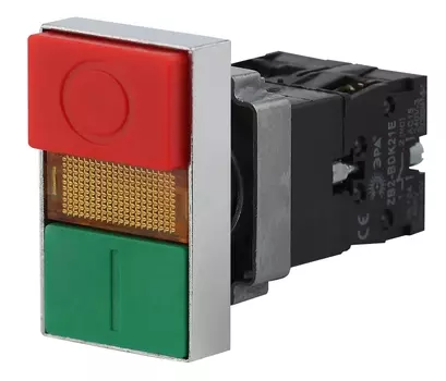 Кнопка комбинированная "I-O", 1NO 1NC, красный/зеленый, ЭРА BBD40-BW-K51E (Б0045628)