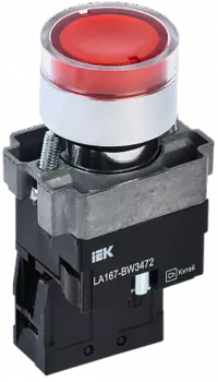 Кнопка плоская 22 мм, красный, IEK LA167-BW3472 (1542089)