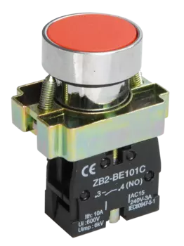 Кнопка плоская без фиксации 22 мм 1NC, красный, IEK LAY5-BA42 (BBT61-BA-K04)