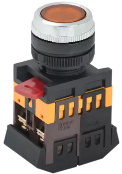 Кнопка плоская без фиксации 22 мм, 1NO 1NC, желтый, IEK ABLFS-22 (BBT30-ABLFS-K05)