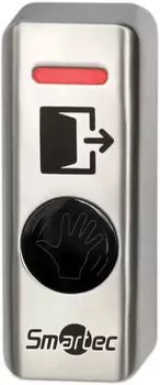 Кнопка выхода Smartec ST-EX341LW, обеспечивающая бесконтактное срабатывание на расстоянии 5–20 см, что помогает противостоять распространению вирусных заболеваний на объекте, серебристый (ST-EX341LW)