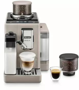 Кофемашина автоматическая DELONGHI Rivelia EXAM440.55.BG, молотый/зерновой, 1.4 л, ручной капучинатор, металлические жернова, дисплей, бежевый, 1.45 кВт (EXAM440.55.BG)