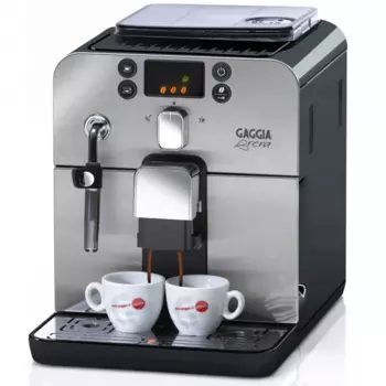 Кофемашина автоматическая GAGGIA Brera Black, молотый/зерновой, 1.2 л, ручной капучинатор, керамические жернова, дисплей, серебристый/черный, 1.4 кВт (RI9305/11)