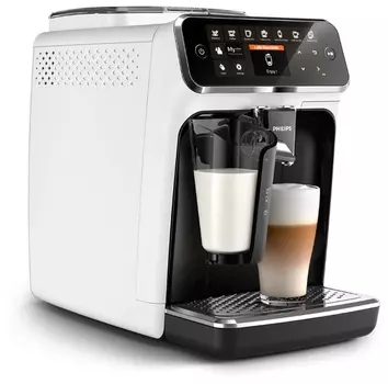 Кофемашина автоматическая Philips LatteGo EP4343/50, зерновой / молотый, 1.8л, автоматический капучинатор, дисплей, белый/черный, 1500Вт (EP4343/50)