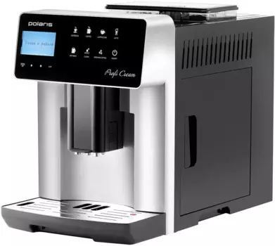 Кофемашина автоматическая Polaris PACM 2055AC, зерновой / молотый, 1.8 л, автоматический капучинатор, металлические жернова, дисплей, черный/серебристый, 1.45 кВт (PACM2055AC)