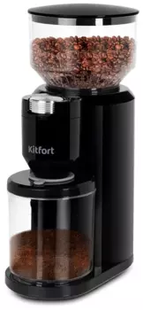 Кофемолка Kitfort КТ-7117, жернова, регулировка помола, 200 г, 150 Вт, черный (КТ-7117)