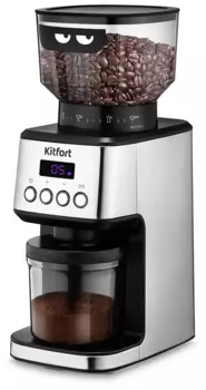 Кофемолка Kitfort КТ-790, жернова, регулировка помола, 320 г, 180 Вт, черный/серебристый (КТ-790)