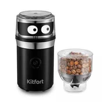 Кофемолка Kitfort КТ-799, ротационный нож, 40 г, 210 Вт, черный/серебристый (КТ-799)