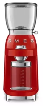 Кофемолка SMEG CGF01RDEU, жернова, регулировка помола, 350 г, 150Вт, красный (CGF01RDEU)
