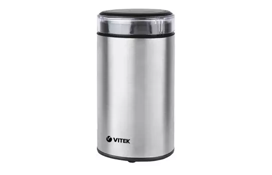 Кофемолка Vitek VT-1544, ротационный нож, регулировка помола, 70 г, 200 Вт, серебристый